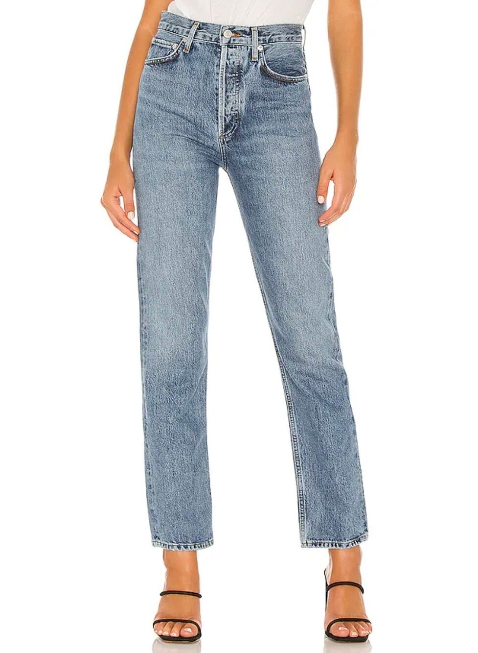 Agolde Women's Straight Leg Jeans in Light Blue Wash